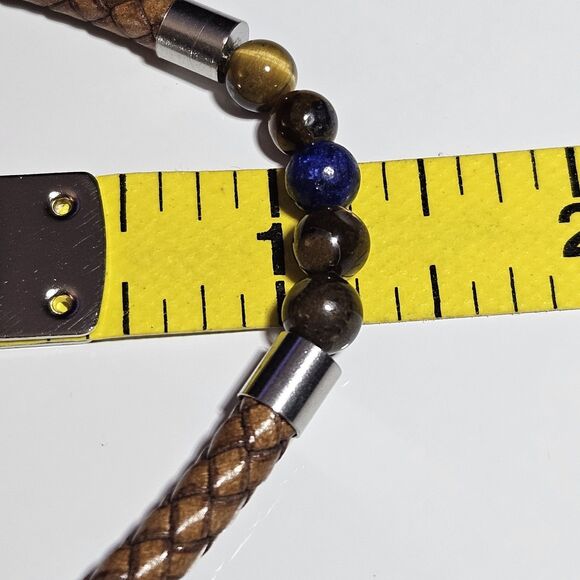 1 Tree mission Douglas Fir Tree Bracelet Silver Tone Tiger Eye Blue Lapis 7.75" - Picture 9 of 15